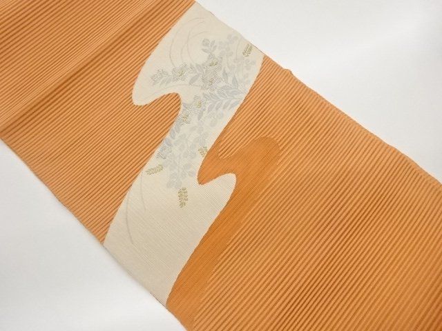 JAPANESE KIMONO / NAGOYA OBI FOR SUMMER / WOVEN AUTUMNAL PLANT 